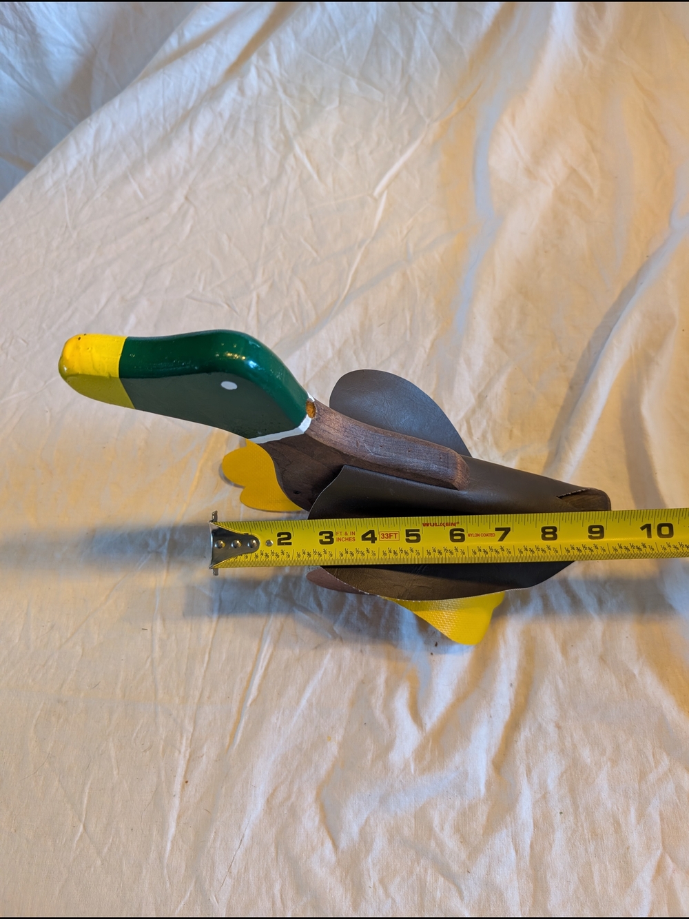 2/60$ Handcrafted Wooden Duck Figurine in Green, Yellow, Brown and Black - Picture 5 of 5